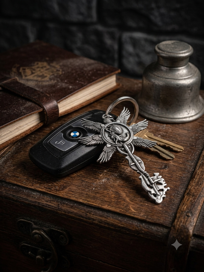 RE Village VIII Six-Wing Key Metal Keychain – Collector's Edition by GamerSpot