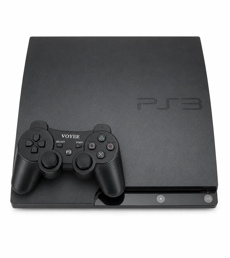 PlayStation 3 Slim 320GB console with VOYEE wireless controller for enhanced gaming performance